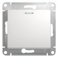 Выключатель механизм 1-кл белый с индикатором белый Glossa