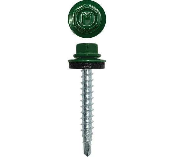 Саморез кровельный RAL6005 4,8х35 дерево 200шт зеленый мох Daxmer