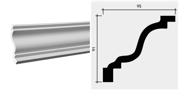 ПУ Европласт Карниз  95х91х2000 1.50.126 гибкий