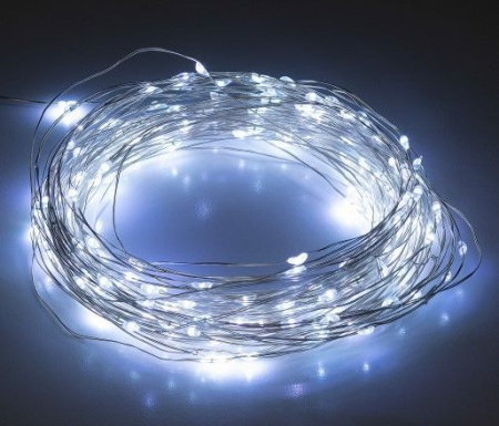 Гирлянда садовая Нить 21,9м белый ПВХ/холодный свет солн.батарея IP44 Эра