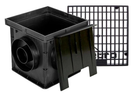 Лоток пластиковый (дождеприемник)  200х200мм в сборе с решеткой