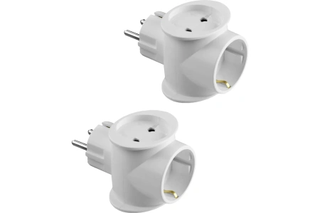 Разветвитель тройник 16А 3 гнезда с з/к белый Toker