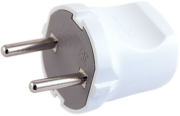 Вилка  6А  прямая белая без з/к   IP20 EKF