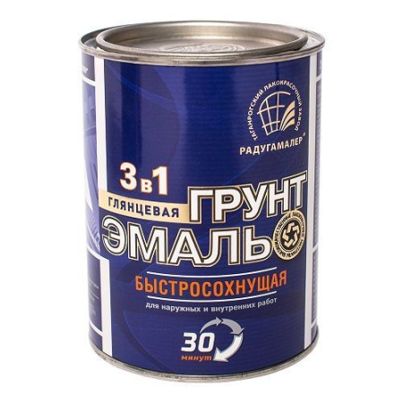 Грунт эмаль по ржавчине 3в1 черная 0,9кг глянец б/с 0,5ч Радуга(14)---